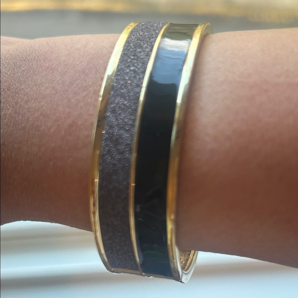 Elegant Gold and Black Bangle Bracelet
